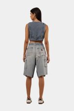 Upcycled Carhartt Blanket-Lined Painted Denim Jorts - Image 3