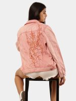 Denim Jacket with Cyberglism Back Print & Hand Cudana Work - Image 12