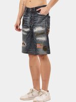 Patch & Distressed Reworked Denim Jorts - Image 7