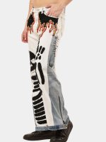 Denim Pants – Skull Embroidered Patchwork - Image 6