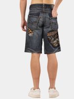 Patch & Distressed Reworked Denim Jorts - Image 3