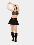 Black Tennis Skirt – Upcycled Asymmetrical Denim Mini