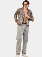 Satin Scarf & Vintage Canvas Jacket – Intricate Stitch Detail - Image 23