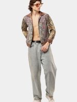Satin Scarf & Vintage Canvas Jacket – Intricate Stitch Detail - Image 21