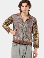 Satin Scarf & Vintage Canvas Jacket – Intricate Stitch Detail - Image 19