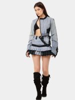 Co-Ord Set – Patchwork Jacket & Pleated Mini Skirt - Image 5