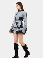 Co-Ord Set – Patchwork Jacket & Pleated Mini Skirt - Image 2