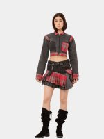 Plaid Denim Skirt Set – Upcycled Check & Denim Co-Ord - Image 7