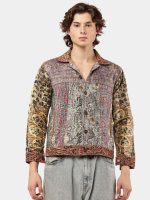 Satin Scarf & Vintage Canvas Jacket – Intricate Stitch Detail - Image 17