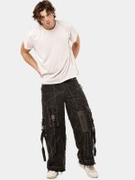 Black Panel Denim Cargo Pants – Contrast Stitch, Rhinestone Detail - Image 15