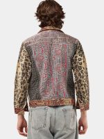 Satin Scarf & Vintage Canvas Jacket – Intricate Stitch Detail - Image 5