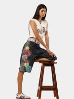 Japanese  Embroidered Jorts