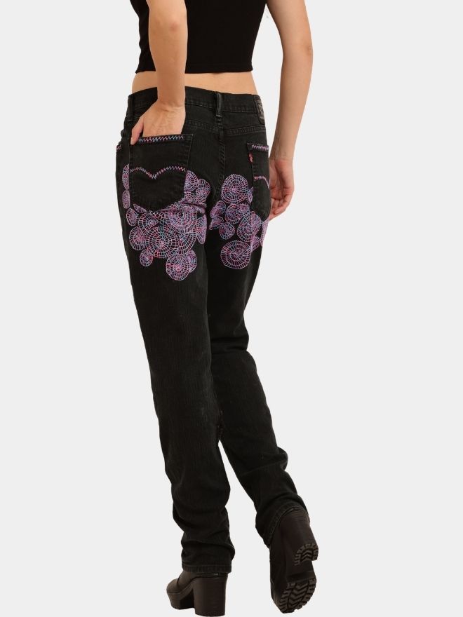 24 BLACK HAND EMBROIDERED JEANS