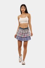 Reconstructed Patchwork Tiered Mini Skirt - Image 6