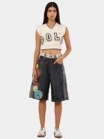 Japanese  Embroidered Jorts - Image 4