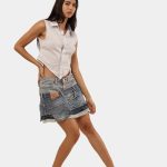 Levi’s Denim Skirt | Distressed Double Jean Design