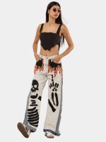 Denim Pants – Skull Embroidered Patchwork - Image 13