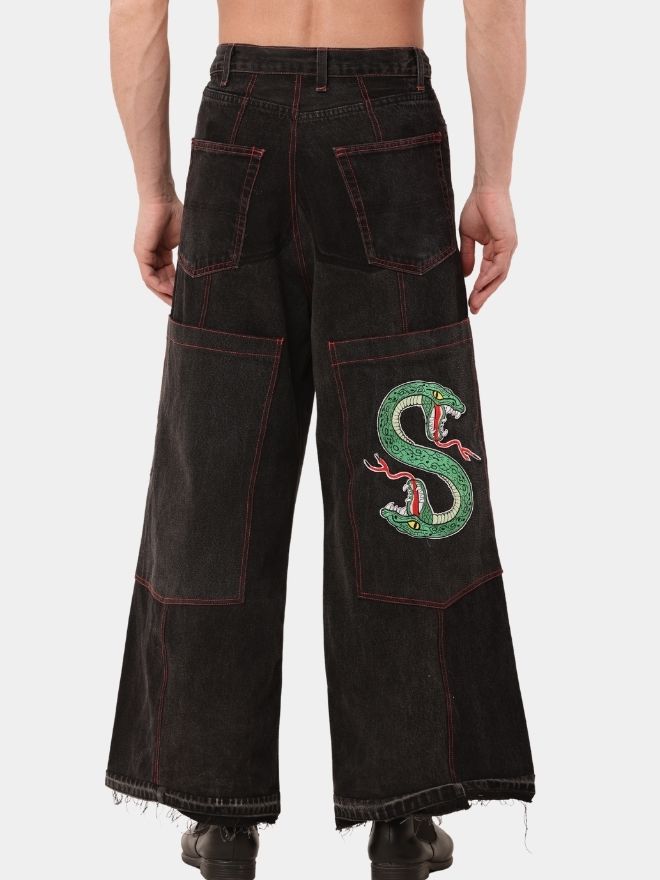 35 Y2K RAV Skater Patchwork Denim Pants
