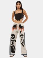 Denim Pants – Skull Embroidered Patchwork - Image 14