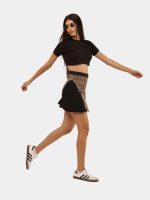 Denim & Canvas Skirt with Leopard Print - Image 2