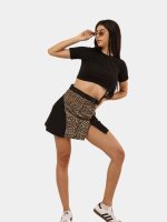 Denim & Canvas Skirt with Leopard Print - Image 7