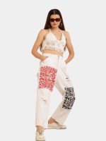 White Typo Carpenter Pant – Screen Print Denim - Image 6