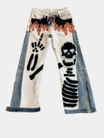 Denim Pants – Skull Embroidered Patchwork - Image 26