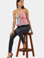 Two-Tone Halter Neck Patchwork Top - Image 6