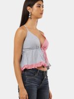 Two-Tone Halter Neck Patchwork Top - Image 5