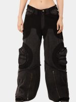 Denim Jeans with Circular Pockets & Cybersigilism Print - Image 2