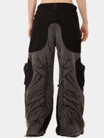 Denim Jeans with Circular Pockets & Cybersigilism Print