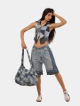 Denim Co-Ord Set – Patchwork Vest & Skirt