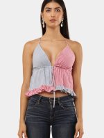 Two-Tone Halter Neck Patchwork Top - Image 4