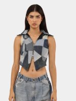 Denim Co-Ord Set – Patchwork Vest & Skirt - Image 4