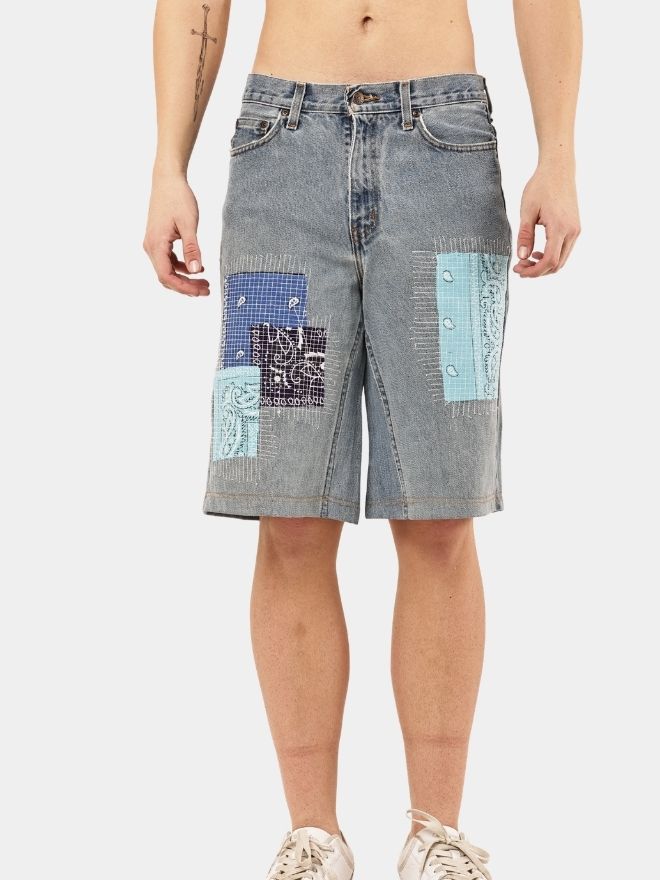 67 Reworked Bandana Patch Denim Jorts