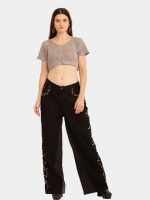 Side Floral Jean – Reworked Baggy Lee Denim with Hand Embroidery - Image 8