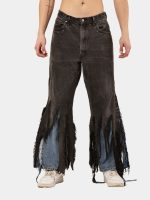 Levi’s Distressed Strip Hem Jeans – Layered Blue Detail