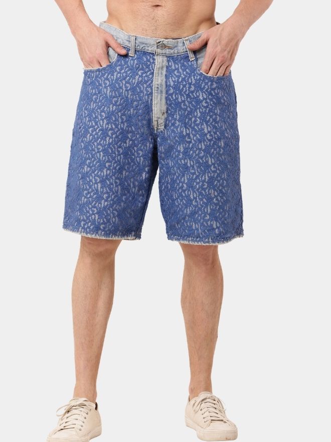 74 Mesh Denim Barmoda Shorts - Image 1