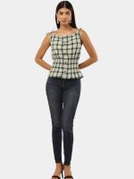 Checkered Peplum Crop Top  Sleeveless Shirt Style - Image 8