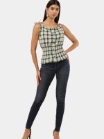 Checkered Peplum Crop Top  Sleeveless Shirt Style - Image 7