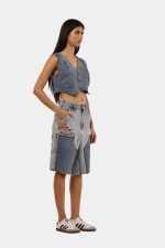Upcycled Carhartt Blanket-Lined Painted Denim Jorts - Image 5