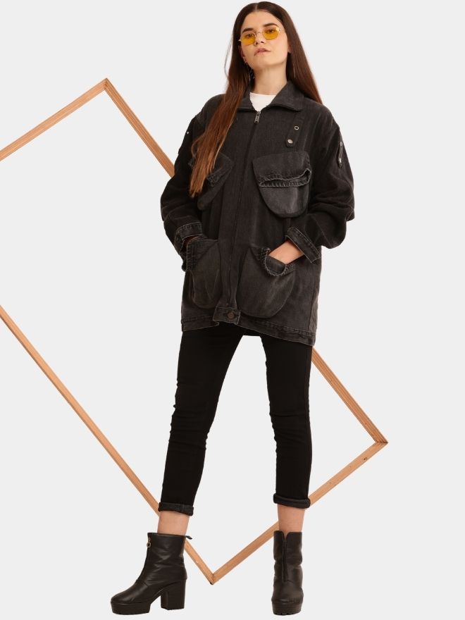 82 Hem Pocket Reworked Denim Jacket - Image 1
