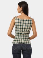 Checkered Peplum Crop Top  Sleeveless Shirt Style - Image 2