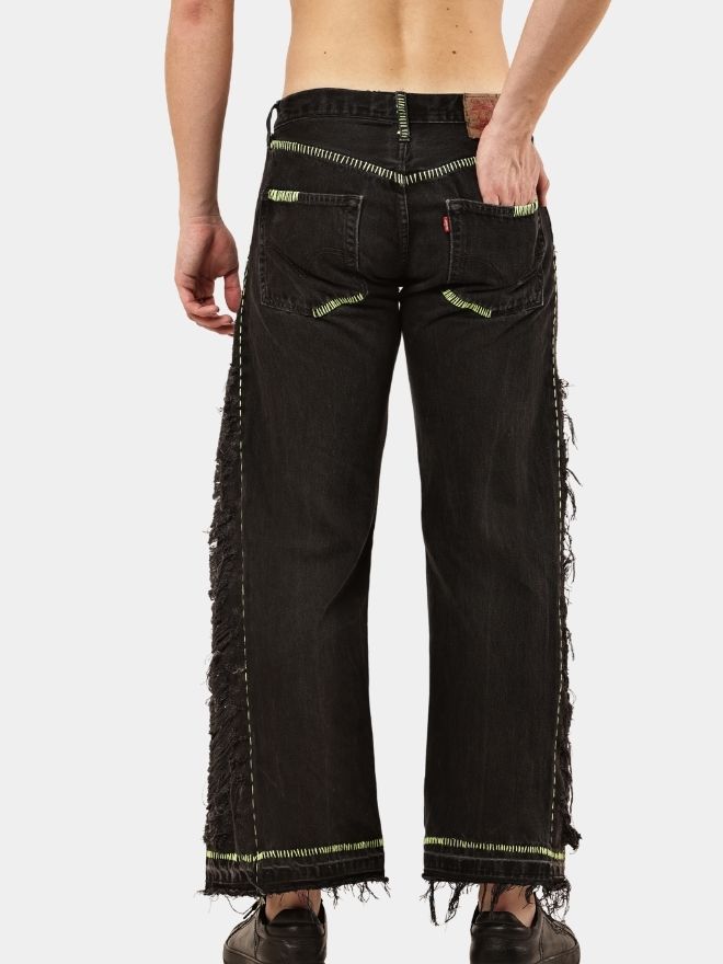 85 Levi’s Baggy Panel Denim – Neon Hand Embroidery - Image 1