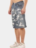 Upcycled Distressed Baggy Denim Jorts - Image 3