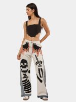 Denim Pants – Skull Embroidered Patchwork - Image 3