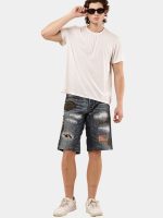 Patch & Distressed Reworked Denim Jorts - Image 24