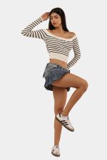 Pleated Denim Mini Skirt - Image 8