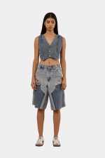 Upcycled Carhartt Blanket-Lined Painted Denim Jorts - Image 4