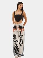Denim Pants – Skull Embroidered Patchwork - Image 9